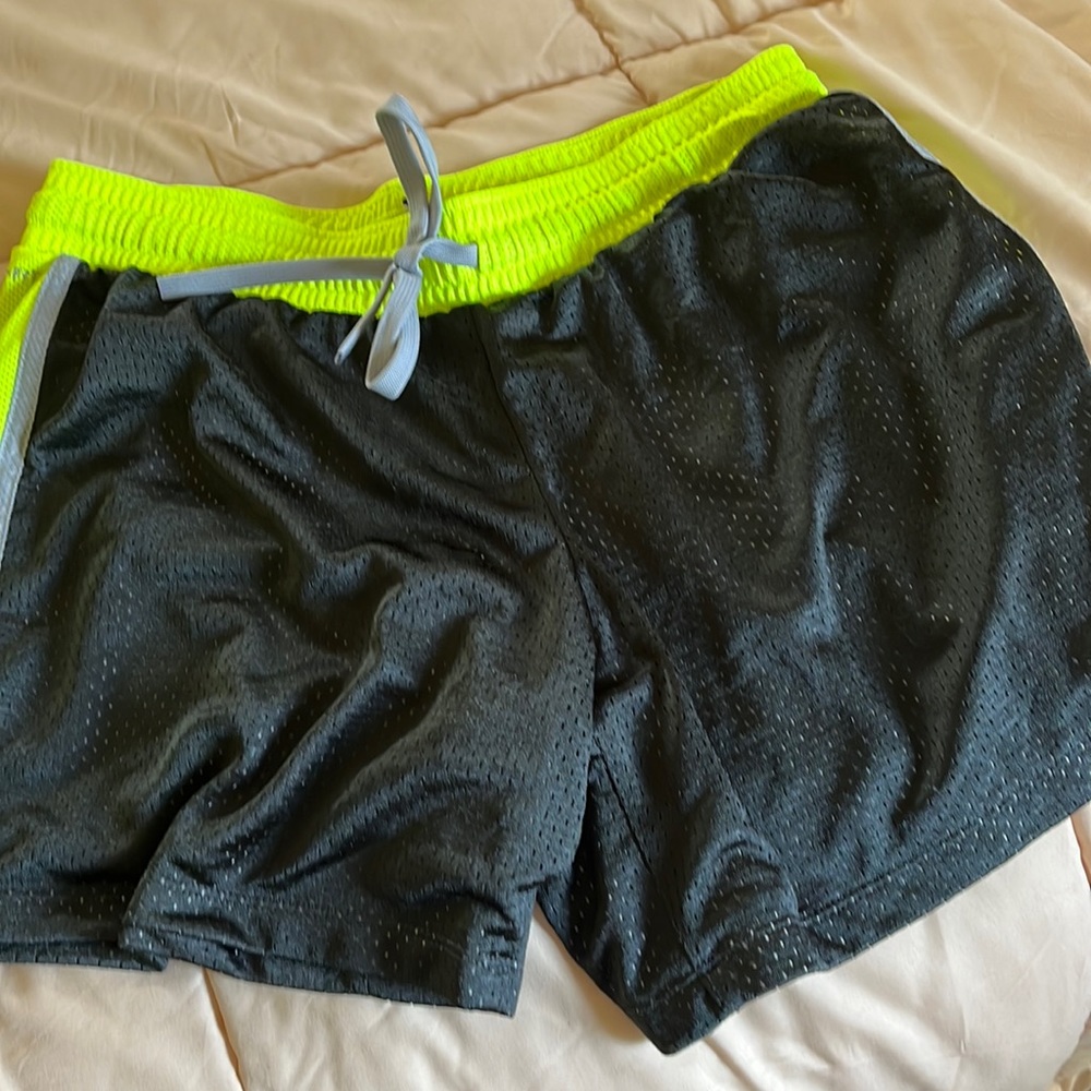 Gray black and neon dri fit athletic shorts. Good condition